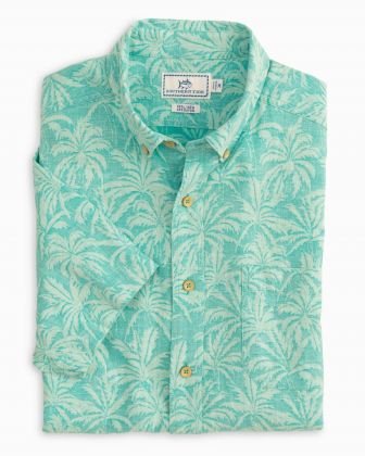 Sabal Palm Print Linen Sport Shirt by Southern Tide