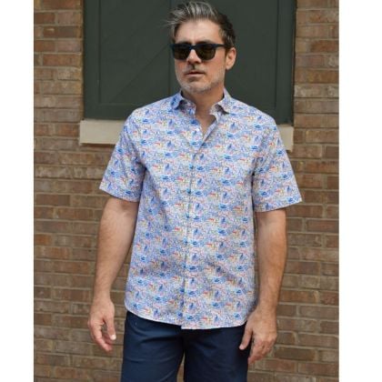 Perlis 1939 Sailboat Island Time Print Sports Shirt