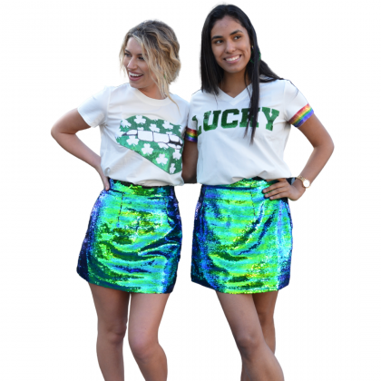 Ladies Sequin Green Skirt by Sparkle City
