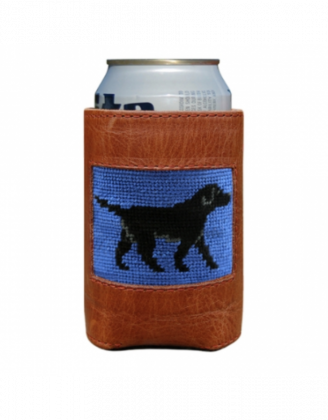 Black Lab Needlepoint Leather Coozie by Smathers & Branson