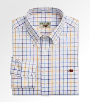 Crawfish Windowpane Wrinkle Free Standard Fit Sport Shirt