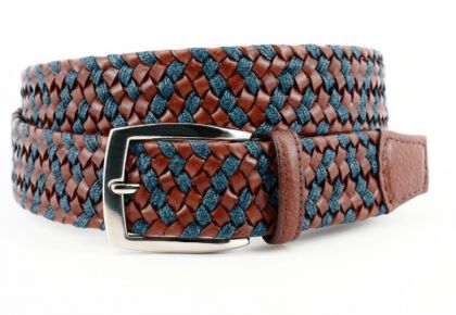 Braided Leather & Linen Elastic Belt by Torino