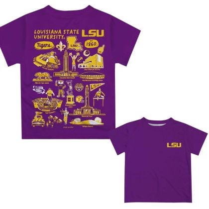 LSU Tigers Hand Sketched Short Sleeve Tee Shirt