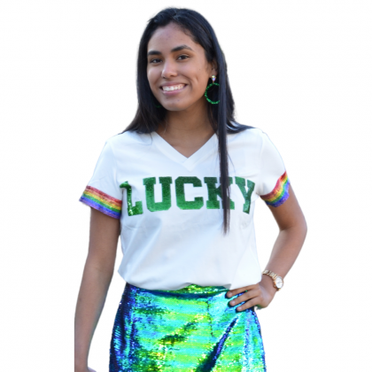 Ladies Lucky Gilitter St. Patty's Day Tee by Sparkle City