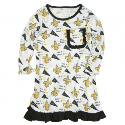 Girls Black & Gold Fan Day Dress by The Printed Press