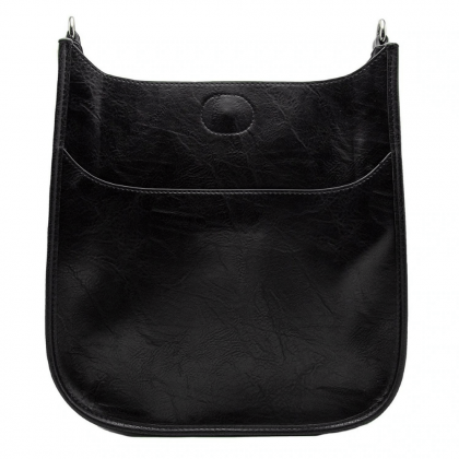 Black Vegan Leather Messenger Bag by Ah-Dorned