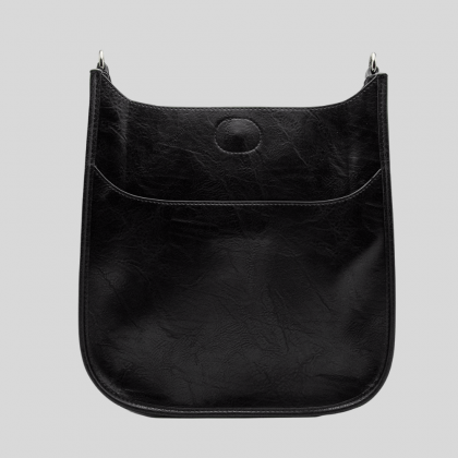 Black Vegan Leather Mini Messenger Bag by Ah-Dorned