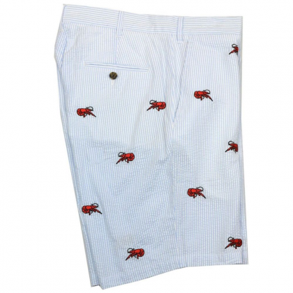 Crawfish Embroidered Seersucker Short