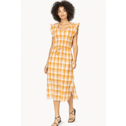 Ladies Flutter Sleeve Check Dress by Lilla P