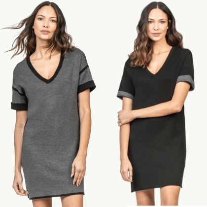 Ladies Reversible V Neck Sweater Dress by Lilla P. (FINAL SALE)