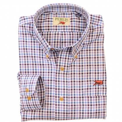 Crawfish Navy Check Wrinkle Free Classic Fit Sport Shirt