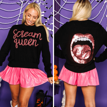 Ladies Scream Queen Sweater by Queen of Sparkles