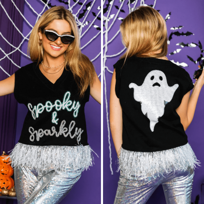 Ladies Spooky & Sparkly Sweater Tank by Queen of Sparkles