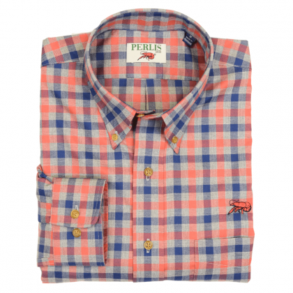 Crawfish Heather Gingham Wrinkle Free Classic Fit