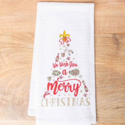Cajun Christmas Pinstripe Hand Towel by The Royal Standard
