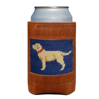 Yellow Lab Needlepoint Leather Coozie by Smathers & Branson