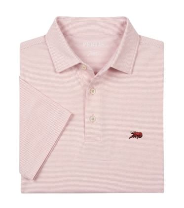 Crawfish Heather Micro Stripe Performance Polo