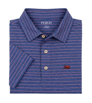 Crawfish Spaced Heather Micro Stripe Performance Polo