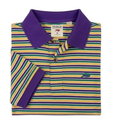 Crawfish Mardi Gras Cotton Pique Stripe Polo