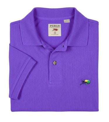 Crawfish Signature Mardi Gras Stretch Pique Polo