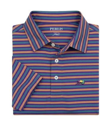 Crawfish Mardi Gras Stripe Performance Polo