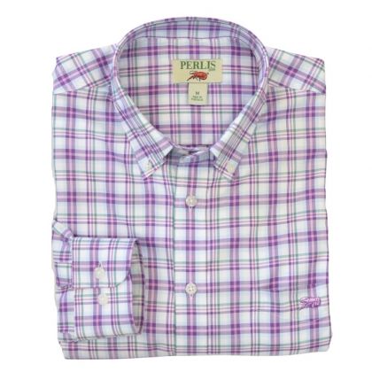 Crawfish Purple &amp; Pink Check Standard Fit Sport Shirt