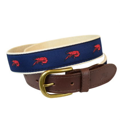 Crawfish Ribbon Leather Tab Belt