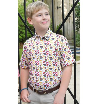 Youth Crawfish Boil Print Performance Polo