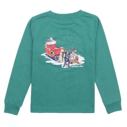 Youth Santa Sleigh Dogs Tee by Properly Tied