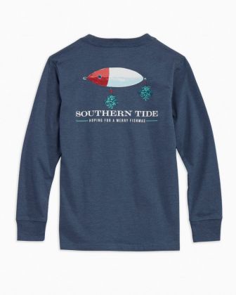 Youth Merry Fishmas Heather Tee by Southern Tide