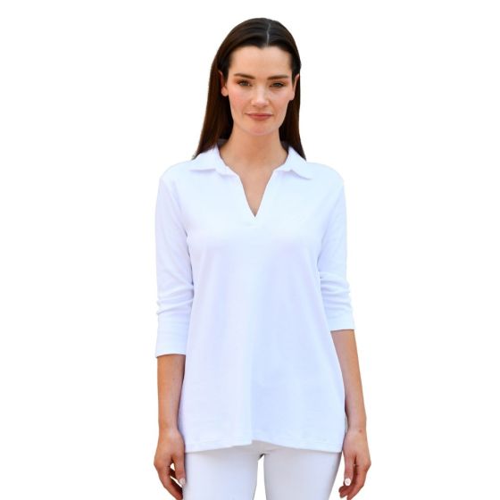 Ladies Crawfish 3/4 Johnny Collar Top