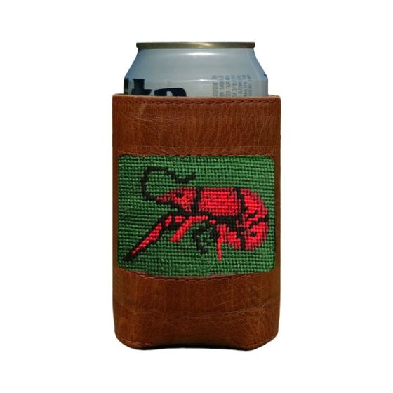 Crawfish Needlepoint Leather Coozie